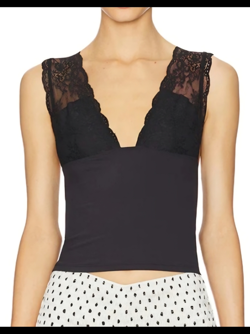 Free People Black Lace-Trim Bandeau Tank.  Ptp 13